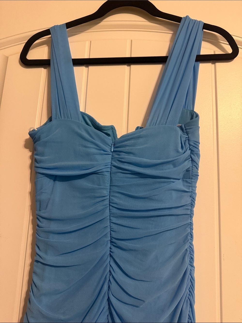NWOT Lulu's Sky Blue Ruched Midi Dress - Picture 4 of 9